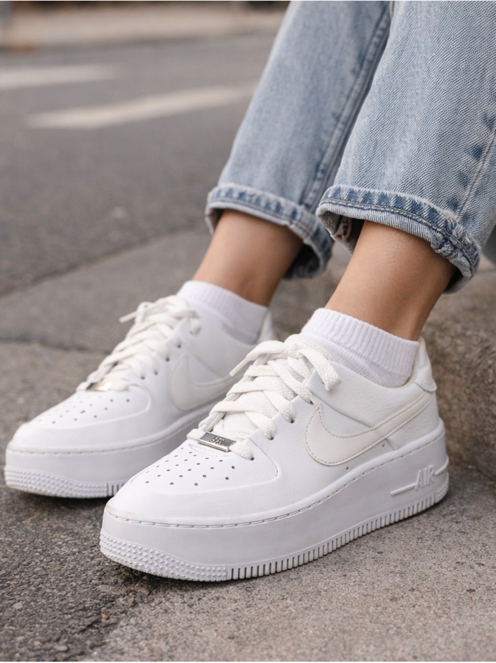 Nike Air Force 1 Sage Low White Platform Sneakers | Women’s Size 6  Street Style